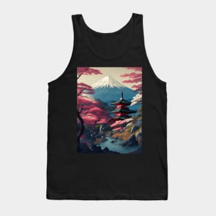 Serene Mount Fuji Sunset - Peaceful River Scenery Tank Top